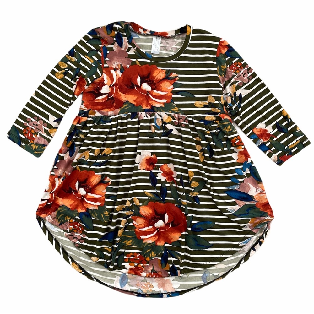 Girls floral & striped tunic